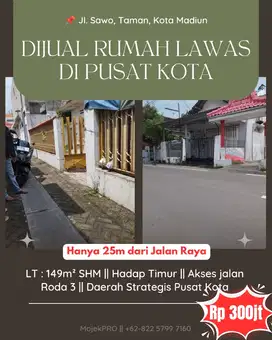 Dijual Rumah Lawas Pusat Kota di Jalan Sawo