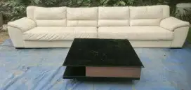 Sofa Cellini Full Kulit Asli Jumbo Set Meja Besar Aslii