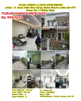 JUAL RUMAH JL KARYA INDAH RIAU UJUNG DEKAT HTT