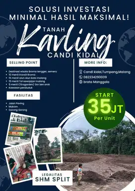 Promo Tanah Kavling termurah Ngingit Tumpang dekat Candi Kidal 40 jtan