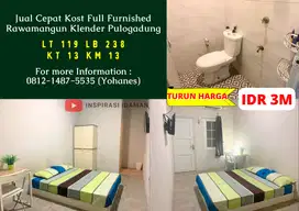 Jual Cepat Kost luas 119mtr 13KT Full Furnish Rawamangun Klender