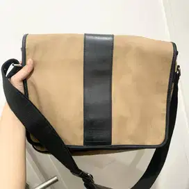 Preloved Tas Coach Men Transatlantic Messenger Canvas Leather Original