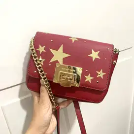 Preloved Tas Michael Kors Tina Star Chain Sling Illustrations Cherry