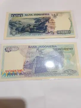 Uang kertas 1000 rupiah keadaan baru