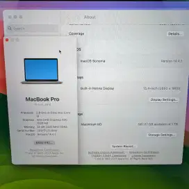 Macbook Pro 2018 layar 15 Inch Ram 32 Ssd 1 Tb Core I9 lengkap full