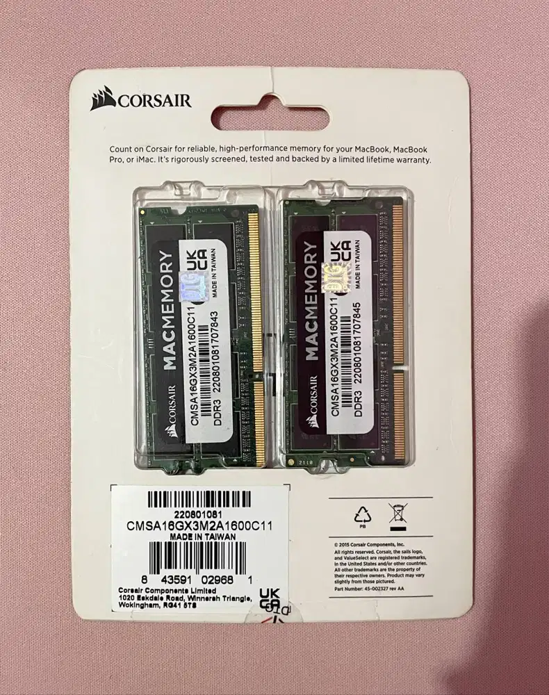 CORSAIR CMSA16GX3M2A1600C11 SODIMM for MAC 16GB DDR3 - 2X8GB 1600Mhz