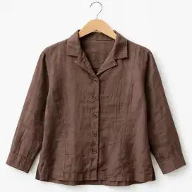 Kemeja Wanita Lengan Panjang Coklat | Blouse Casual Simple Look