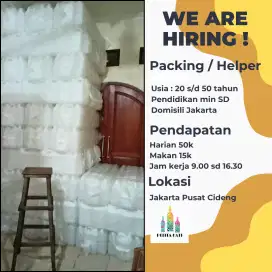 Cari staff Helper, packing, loading barang