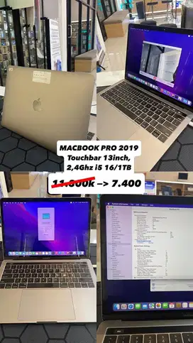 MACBOOK PRO 2019 13” 16/1TB 2.4Ghz i5 second original