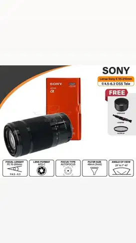 Lensa Sony E 55-210mm f4.5-6.3 OSS Tele Zoom Lens Free Filter Lenspen