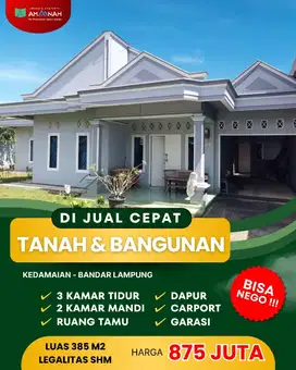RUMAH MURAH DI KEDAMAIAN BANDAR LAMPUNG
