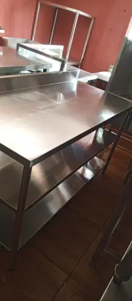 Stainless table 3 level,backsplash
