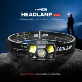 Headlamp Rechargeable USB Motion XPE dan COB 10000 Lumens