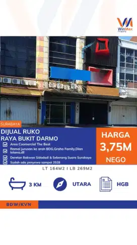 Dijual Ruko Disewa Aktif – Raya Bukit Darmo, Arah Graha Family