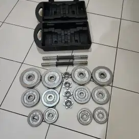 Dumbell barbel besi chrome 20kg box set