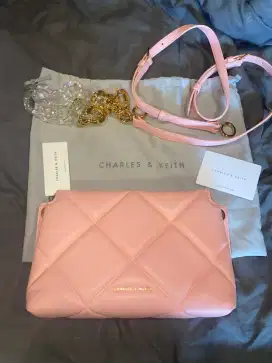 Charles & Keith Chunky Padded Chain Bags Light Pink