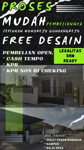RUMAH BARU CEPLUKAN BISA KPR NON BI CHEKING