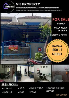 DIJUAL MURAH, NEGO RUMAH RAPI SIAP HUNI DI VILLA NUSA INDAH 5