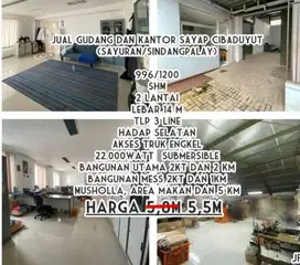 JUAL GUDANG DAN KANTOR SAYAP CIBADUYUT(SAYURAN/SINDANGPALAY)