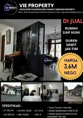BANTING HARGA  TURUN DARI 4M menjadi 3,6 M RUMAH DI DUREN SAWIT