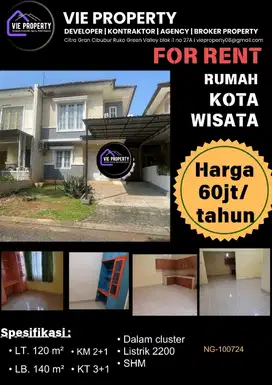DISEWAKAN MURAH, RUMAH RAPI SIAP HUNI DI KOTA WISATA CUBUBUR