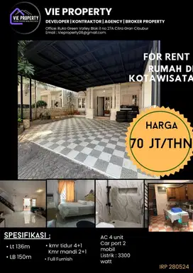 DISEWAKAN MURAH, RUMAH SUDAH DIRENOVASI DI KOTA WISATA