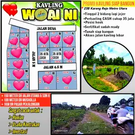 Kavling murah hanya 35 jt cash  di 23 B Karang Rejo Metro Utara