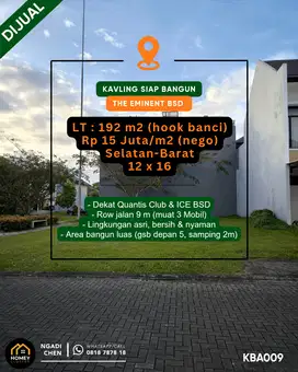Kavling Kotak Hook Banci 192m² The Eminent BSD