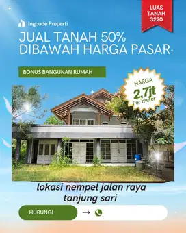 Jual cepat tanah di pinggir jalan Propinsi tanjung sari