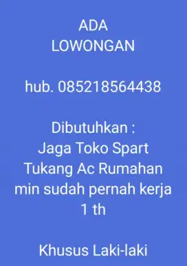 Lowongan Kerja Service AC Rumah/Kantor