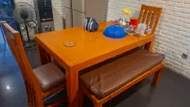 Meja Kursi Makan KAYU JATI asli, uk. P160cm x L100cm.Kondisi bagus 90%