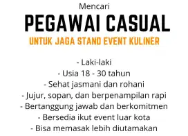 Dicari Pegawai Casual Untuk Jaga Stand Kuliner
