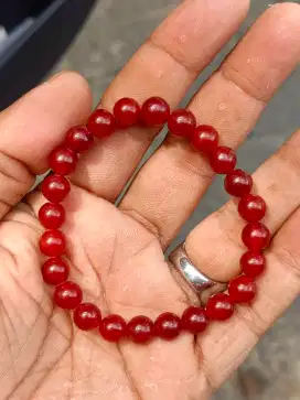 Gelang batu giok merah asli cina+memo