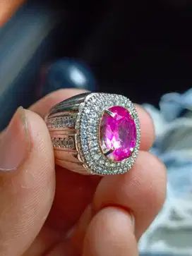 Cincin batu pink topaz+memo