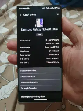 HP Samsung Note 20 Ultra RAM 8GB Storage 256GB ada minus