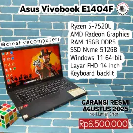 Asus Vivobook E1404F, Ryzen 5, garansi resmi