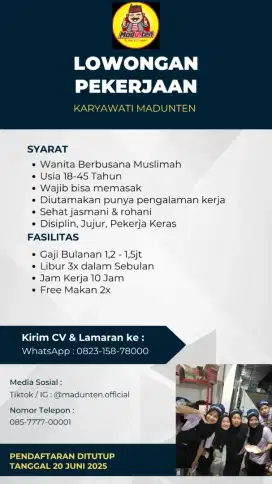 Lowongan Kerja Kedai Madunten