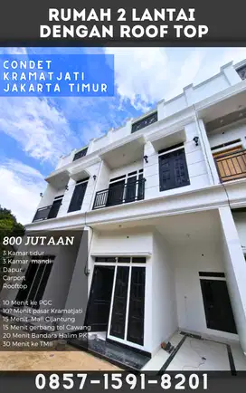 Rumah 2 lantai + Rooftop di Condet Kramatjati Jakarta Timur | 800Jt-an