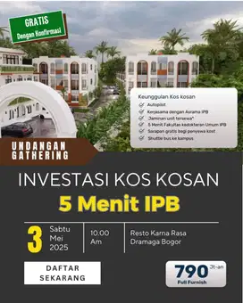 Rumah Kost Premium Murrah 700jutaan Dikawasan Kampus IPB Bogor