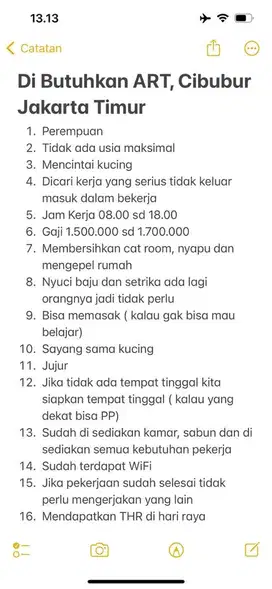 Dicari /dibutuhkan ART