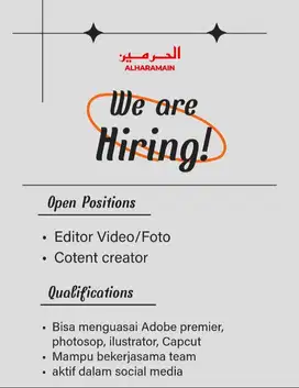 DIBUTUHKAN SEGERA Editor / Content Creator pakaian Muslim