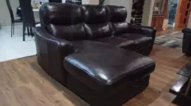 Sofa Impor L plus recliner elektrik kulit asli