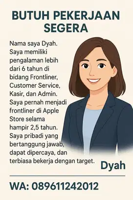 Siap Kerja Langsung – Berpengalaman di Kasir, Admin & Customer Service