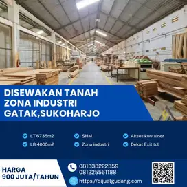 Sewa gudang lokasi Sukoharjo sangat strategis luas 6735m