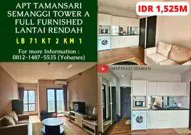 Apt Tamansari Semanggi Tower A 2BR 71Mtr Full Furnished lantai rendah