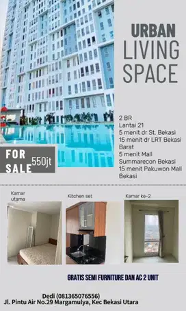 Apartemen 2 kamar tidur 5 menit ke Stasiun Bekasi
