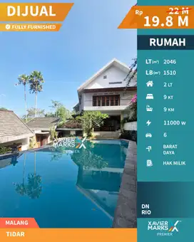 Dijual Rumah Mewah Furnish di Area Tidar Malang Konsep Resort