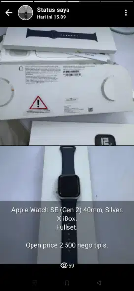 Apple watch SE (GEN 2) 40mm Silver.