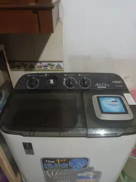 Mesin cuci 2 tabung aqua QW-760 XT hijab Airdry Water Selector