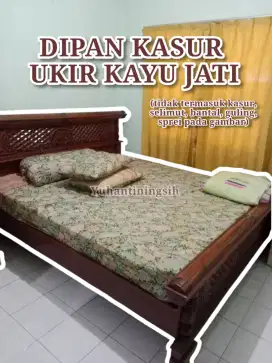 DIPAN KASUR KAYU JATI COKELAT UKIR | Real Pict & Layak Pakai